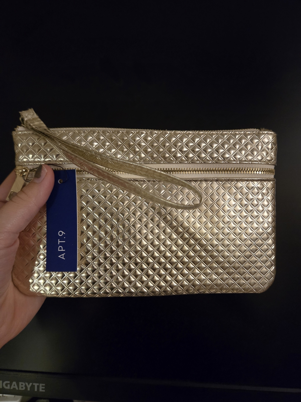 Apt. 9 Gold Quilted Wristlet Clutch with Strap